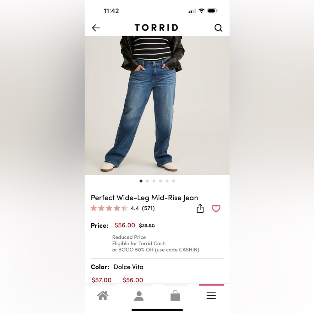 RUNS LARGE Torrid size 16 Wide-Leg Mid-Rise Jeans